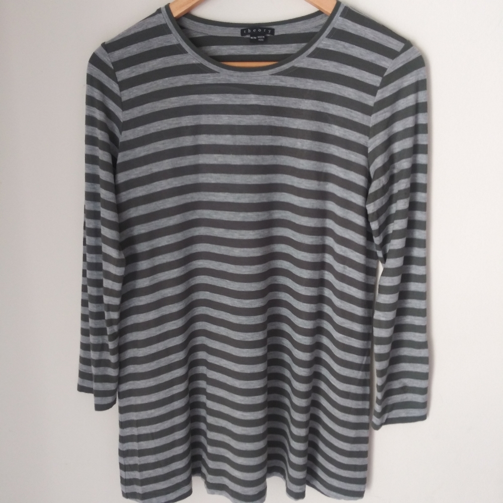 Theory Women's Long Sleeve Striped Tee Shirt Size M